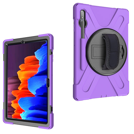 For Samsung Galaxy Tab S7+ / S8+ T970  / X800 / S7FE T730 / S9 + X810 / S9 FE+ X610 360&#176; Swivel Kickstand  PC + Silicone Tablet Case - Purple