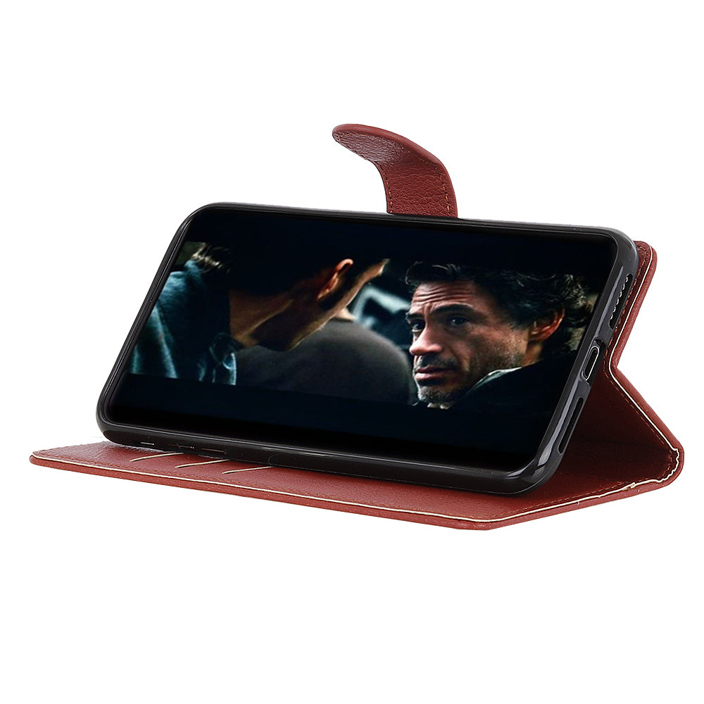 For Samsung Galaxy S20 Fan Edition Shockproof Anti-dust Anti-scratch Litchi Texture Wallet Stand Leather Cover - Brown