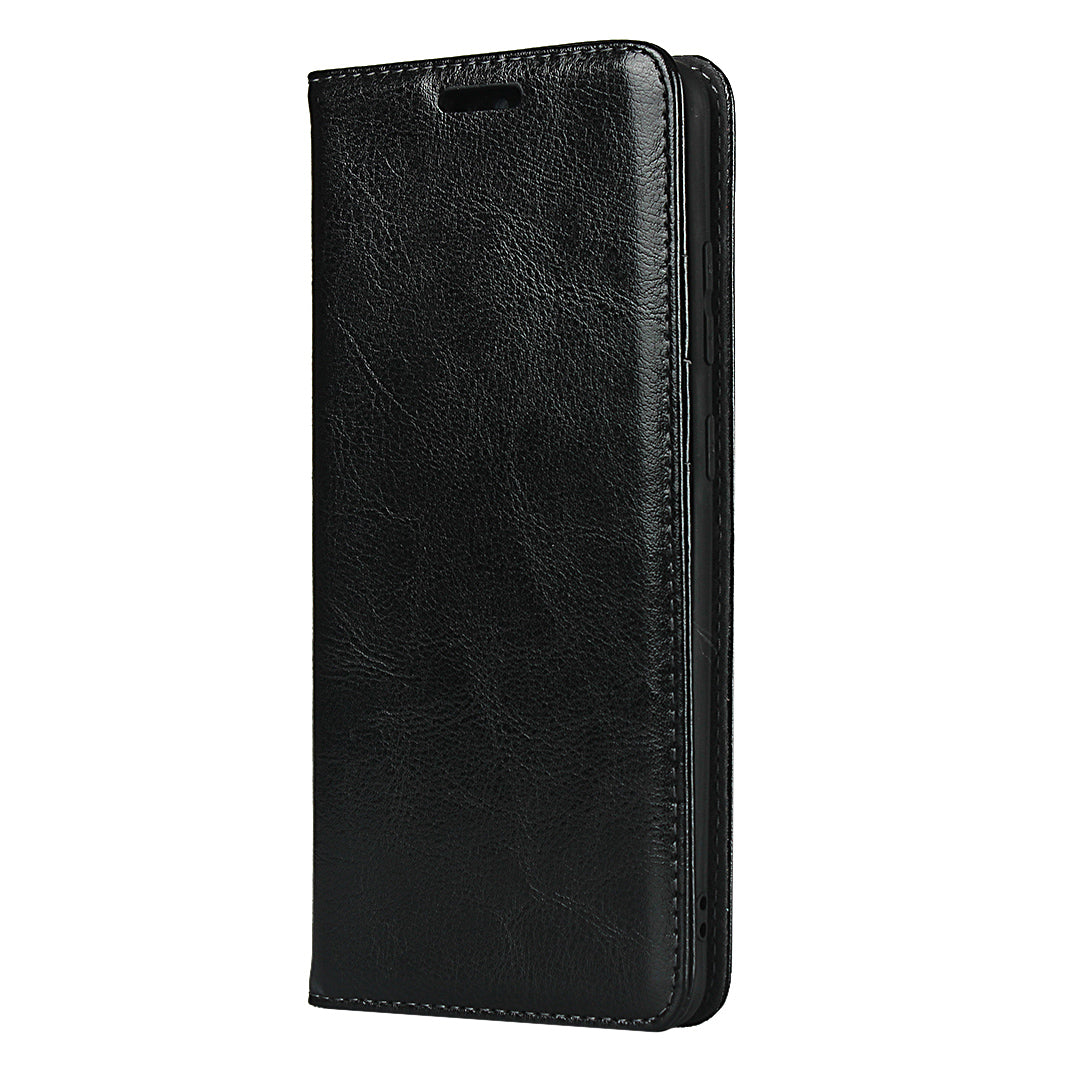 Crazy Horse Genuine Leather Wallet Case for Samsung Galaxy S20 Ultra - Black