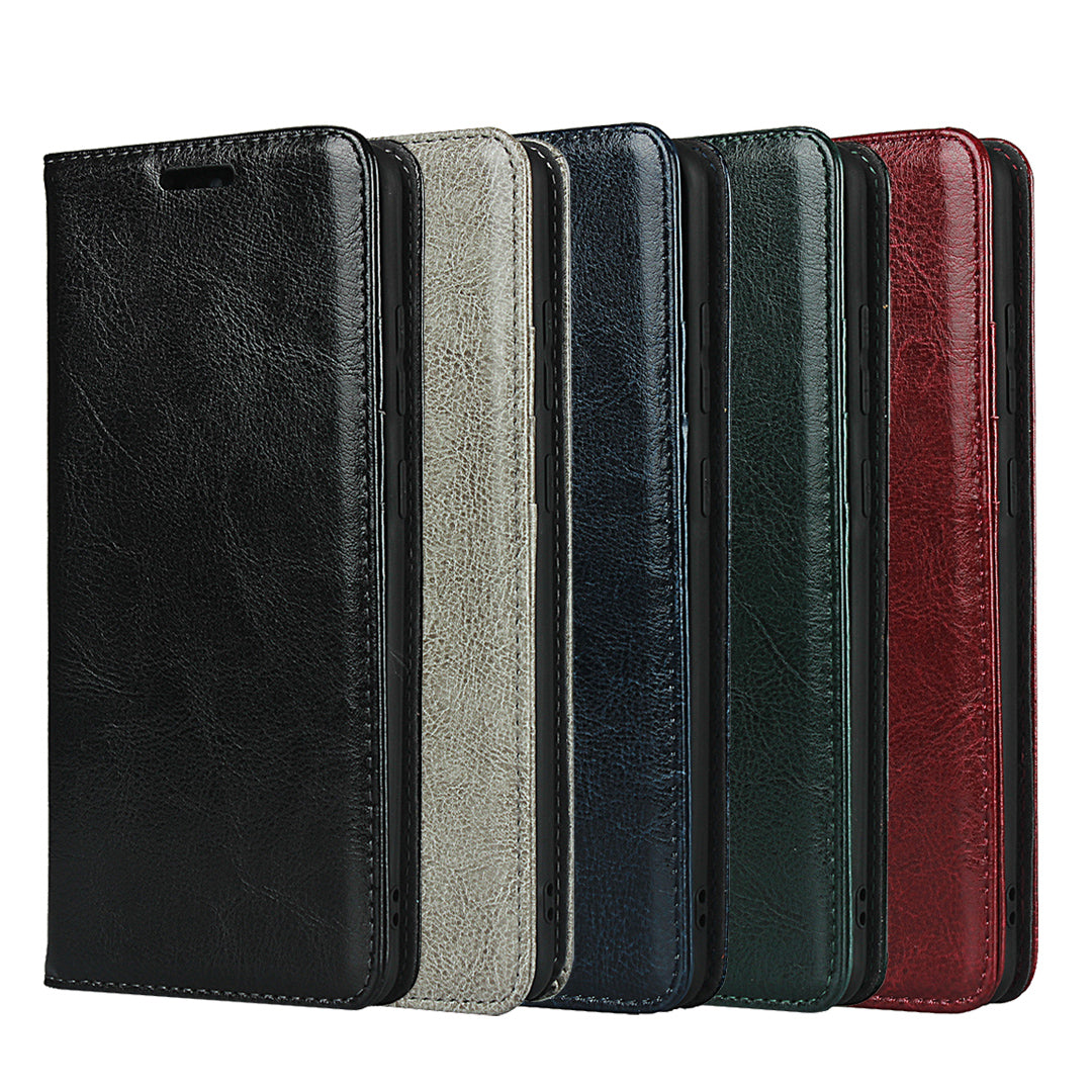 Crazy Horse Genuine Leather Wallet Case for Samsung Galaxy S20 Ultra - Black