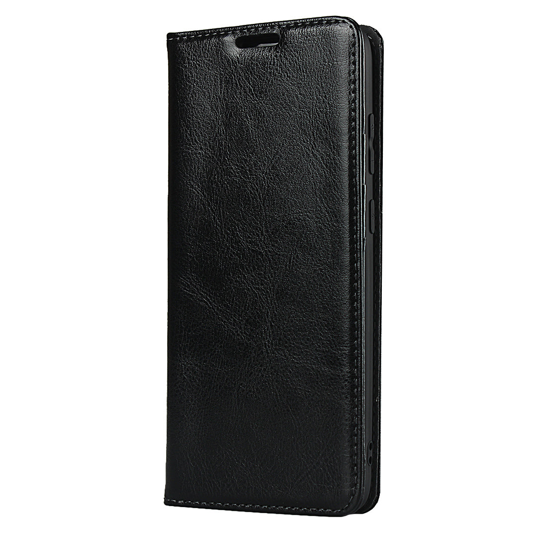 Crazy Horse Genuine Leather Wallet Shell Case for Samsung Galaxy S20 Plus/S20 Plus 5G - Black