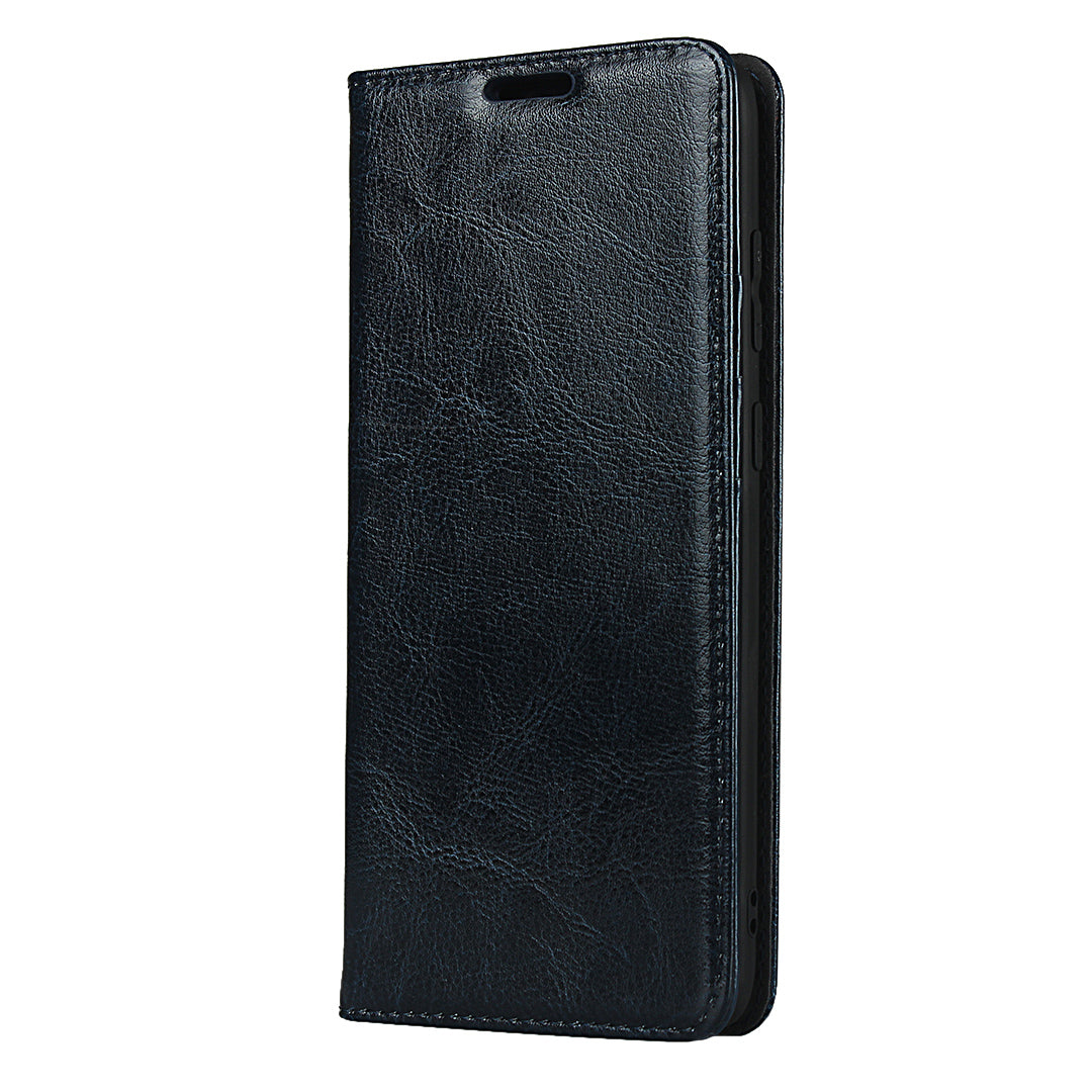 Crazy Horse Genuine Leather Wallet Shell Case for Samsung Galaxy S20 Plus/S20 Plus 5G - Blue