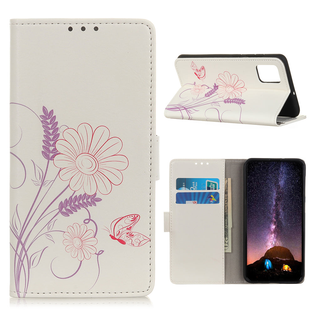 Printing Skin with Wallet Leather Protective Cover for Samsung Galaxy S20 FE/S20 Fan Edition/S20 FE 5G/S20 Fan Edition 5G/S20 Lite - Butterfly and Flower
