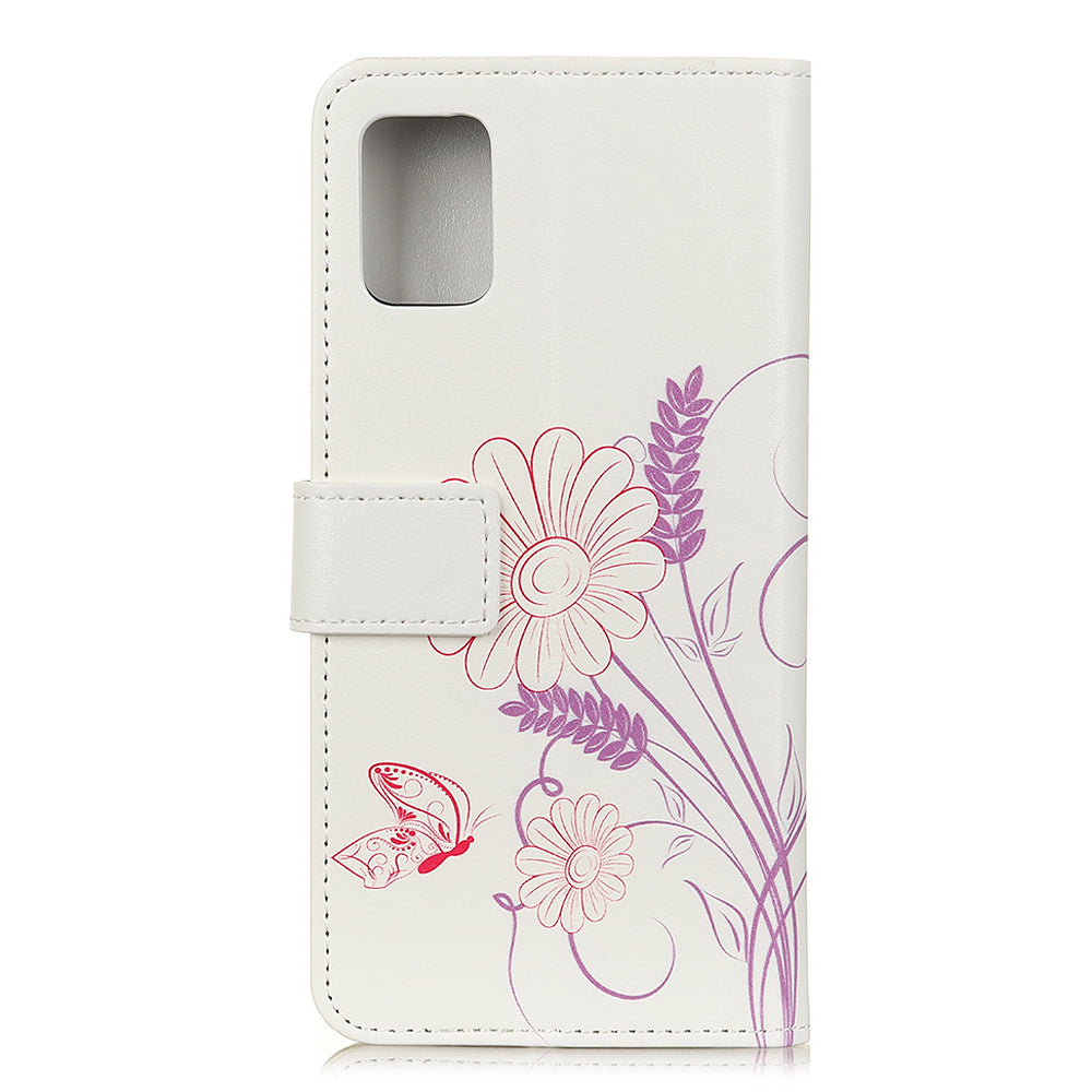 Printing Skin with Wallet Leather Protective Cover for Samsung Galaxy S20 FE/S20 Fan Edition/S20 FE 5G/S20 Fan Edition 5G/S20 Lite - Butterfly and Flower