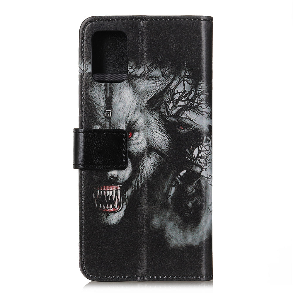 Printing Skin with Wallet Leather Protective Cover for Samsung Galaxy S20 FE/S20 Fan Edition/S20 FE 5G/S20 Fan Edition 5G/S20 Lite - Fierce Wolf