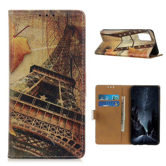 For Samsung Galaxy S20 FE/S20 Fan Edition/S20 FE 5G/S20 Fan Edition 5G/S20 Lite/S20 Lite Phone Case Pattern Printing PU Leather Shockproof Cover with Stand Wallet - Eiffel Tower