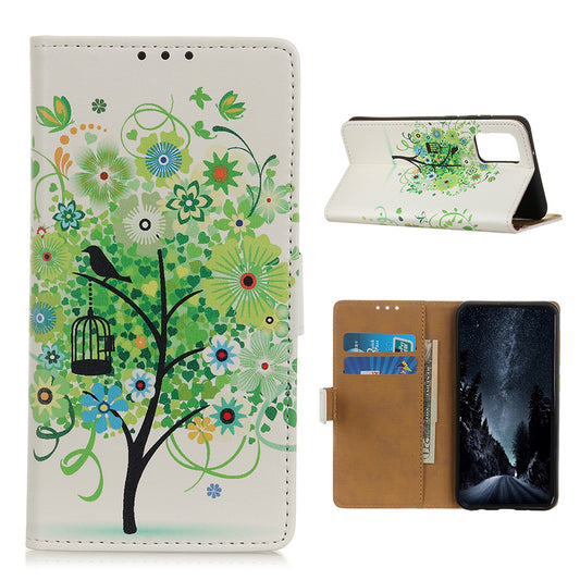 For Samsung Galaxy S20 FE/S20 Fan Edition/S20 FE 5G/S20 Fan Edition 5G/S20 Lite/S20 Lite Phone Case Pattern Printing PU Leather Shockproof Cover with Stand Wallet - Green Tree