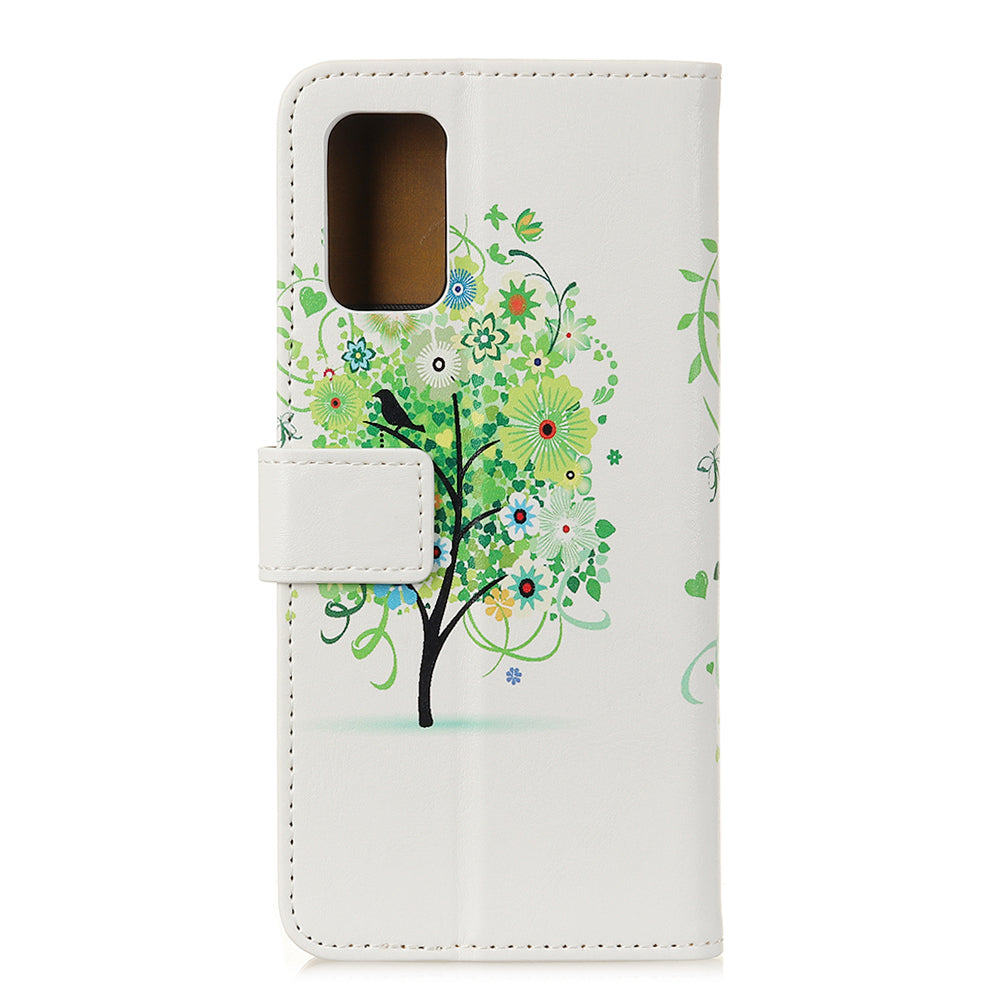 For Samsung Galaxy S20 FE/S20 Fan Edition/S20 FE 5G/S20 Fan Edition 5G/S20 Lite/S20 Lite Phone Case Pattern Printing PU Leather Shockproof Cover with Stand Wallet - Green Tree