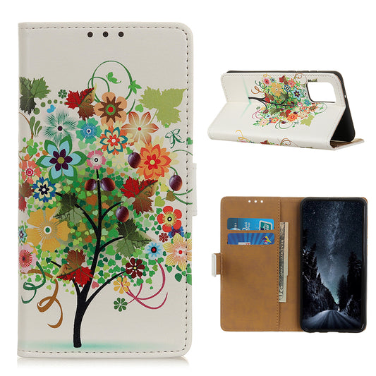 For Samsung Galaxy S20 FE/S20 Fan Edition/S20 FE 5G/S20 Fan Edition 5G/S20 Lite/S20 Lite Phone Case Pattern Printing PU Leather Shockproof Cover with Stand Wallet - Colorful Tree with Grapes