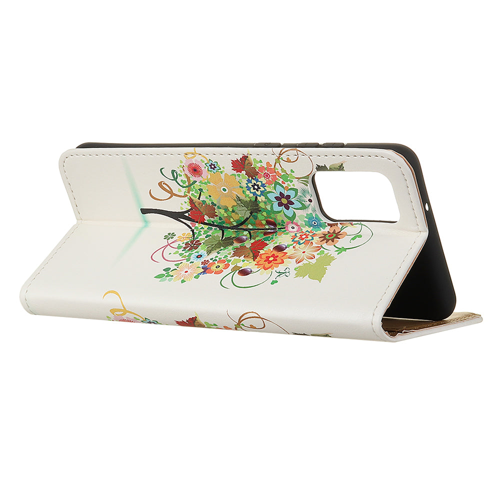 For Samsung Galaxy S20 FE/S20 Fan Edition/S20 FE 5G/S20 Fan Edition 5G/S20 Lite/S20 Lite Phone Case Pattern Printing PU Leather Shockproof Cover with Stand Wallet - Colorful Tree with Grapes