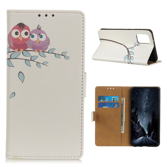 For Samsung Galaxy S20 FE/S20 Fan Edition/S20 FE 5G/S20 Fan Edition 5G/S20 Lite/S20 Lite Phone Case Pattern Printing PU Leather Shockproof Cover with Stand Wallet - Two Little Owls on Branch