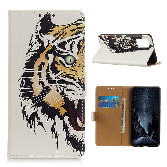 For Samsung Galaxy S20 FE/S20 Fan Edition/S20 FE 5G/S20 Fan Edition 5G/S20 Lite/S20 Lite Phone Case Pattern Printing PU Leather Shockproof Cover with Stand Wallet - Tiger