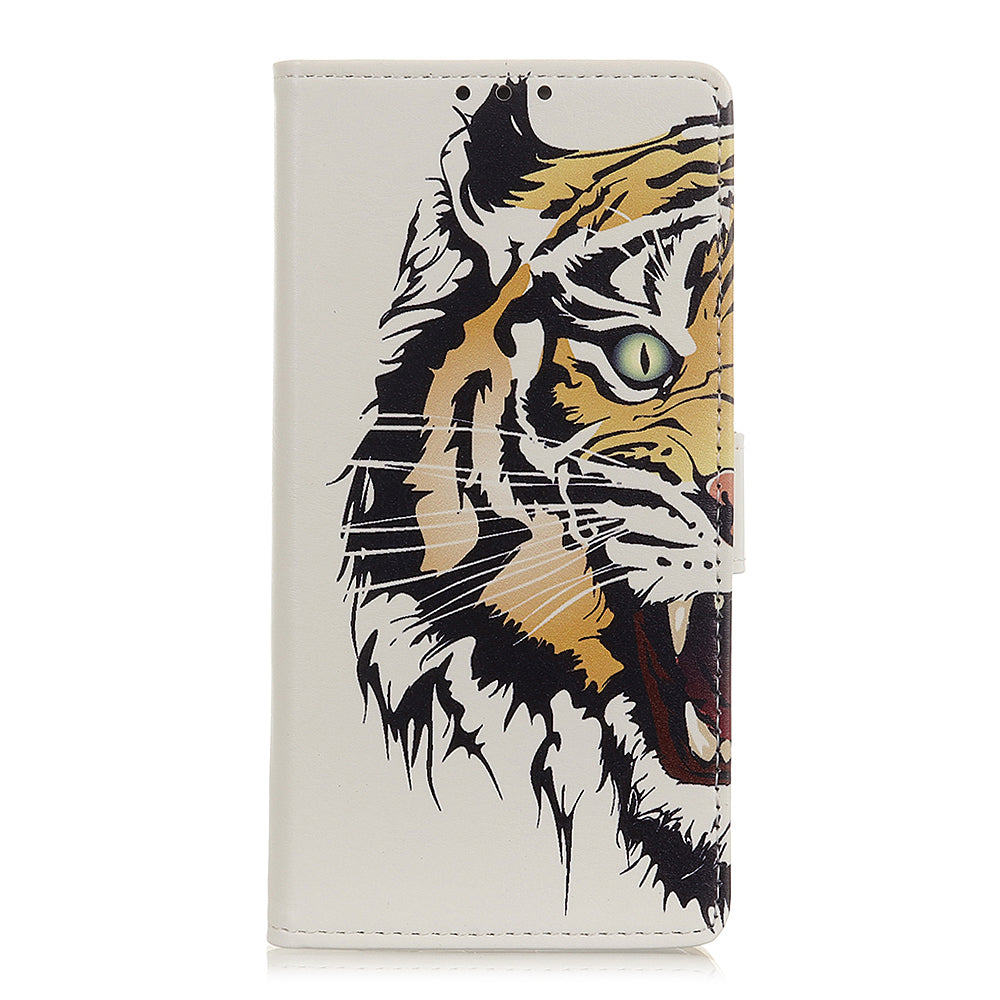 For Samsung Galaxy S20 FE/S20 Fan Edition/S20 FE 5G/S20 Fan Edition 5G/S20 Lite/S20 Lite Phone Case Pattern Printing PU Leather Shockproof Cover with Stand Wallet - Tiger