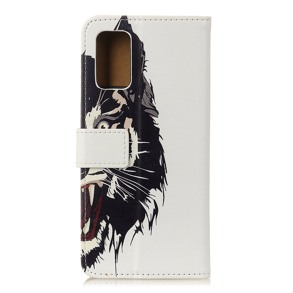 For Samsung Galaxy S20 FE/S20 Fan Edition/S20 FE 5G/S20 Fan Edition 5G/S20 Lite/S20 Lite Phone Case Pattern Printing PU Leather Shockproof Cover with Stand Wallet - Tiger