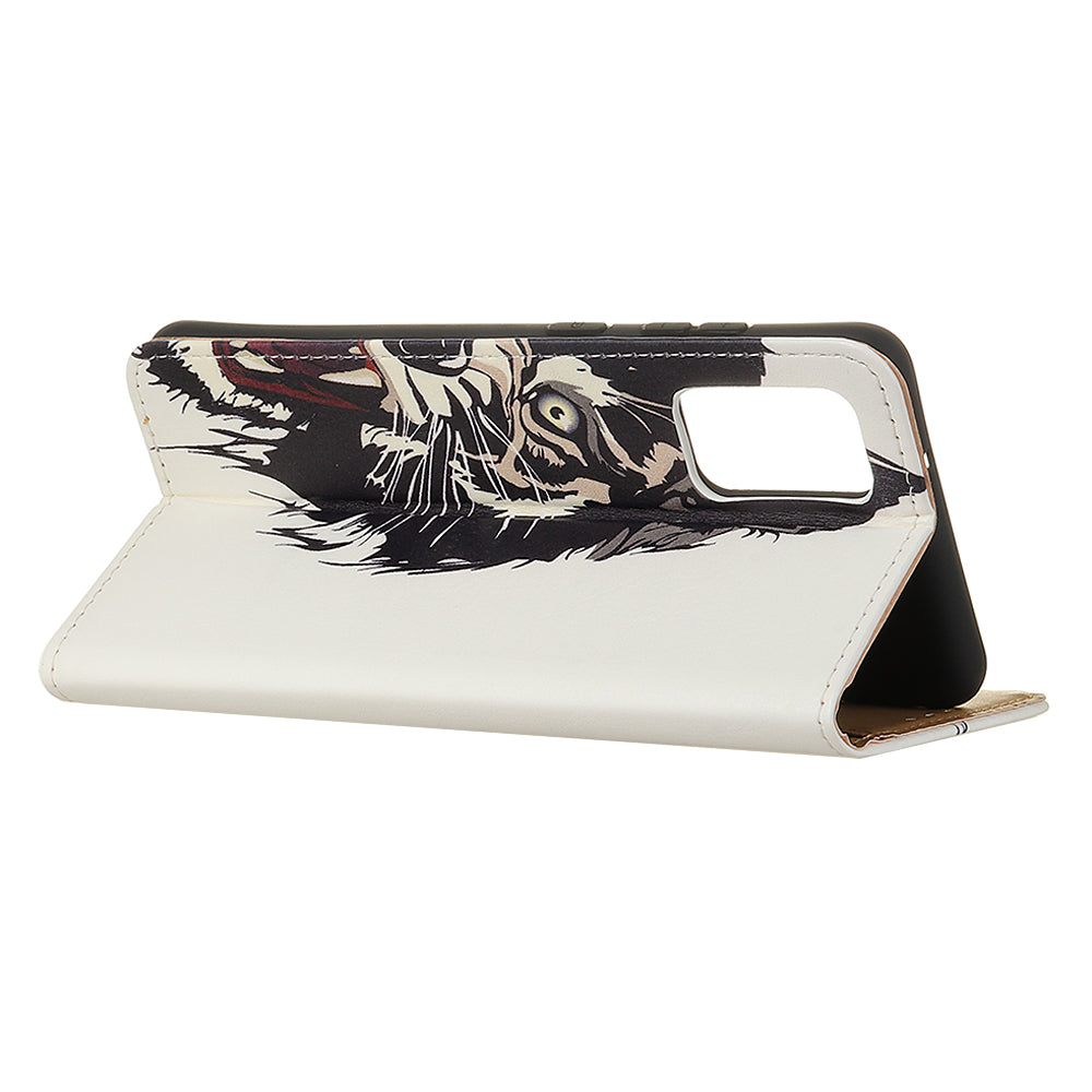 For Samsung Galaxy S20 FE/S20 Fan Edition/S20 FE 5G/S20 Fan Edition 5G/S20 Lite/S20 Lite Phone Case Pattern Printing PU Leather Shockproof Cover with Stand Wallet - Tiger