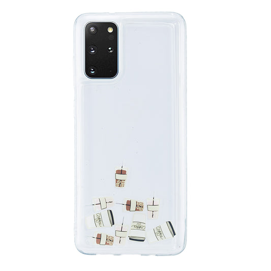 Liquid Floating Pattern TPU Back Shell for Samsung Galaxy S20 Plus - Coffee