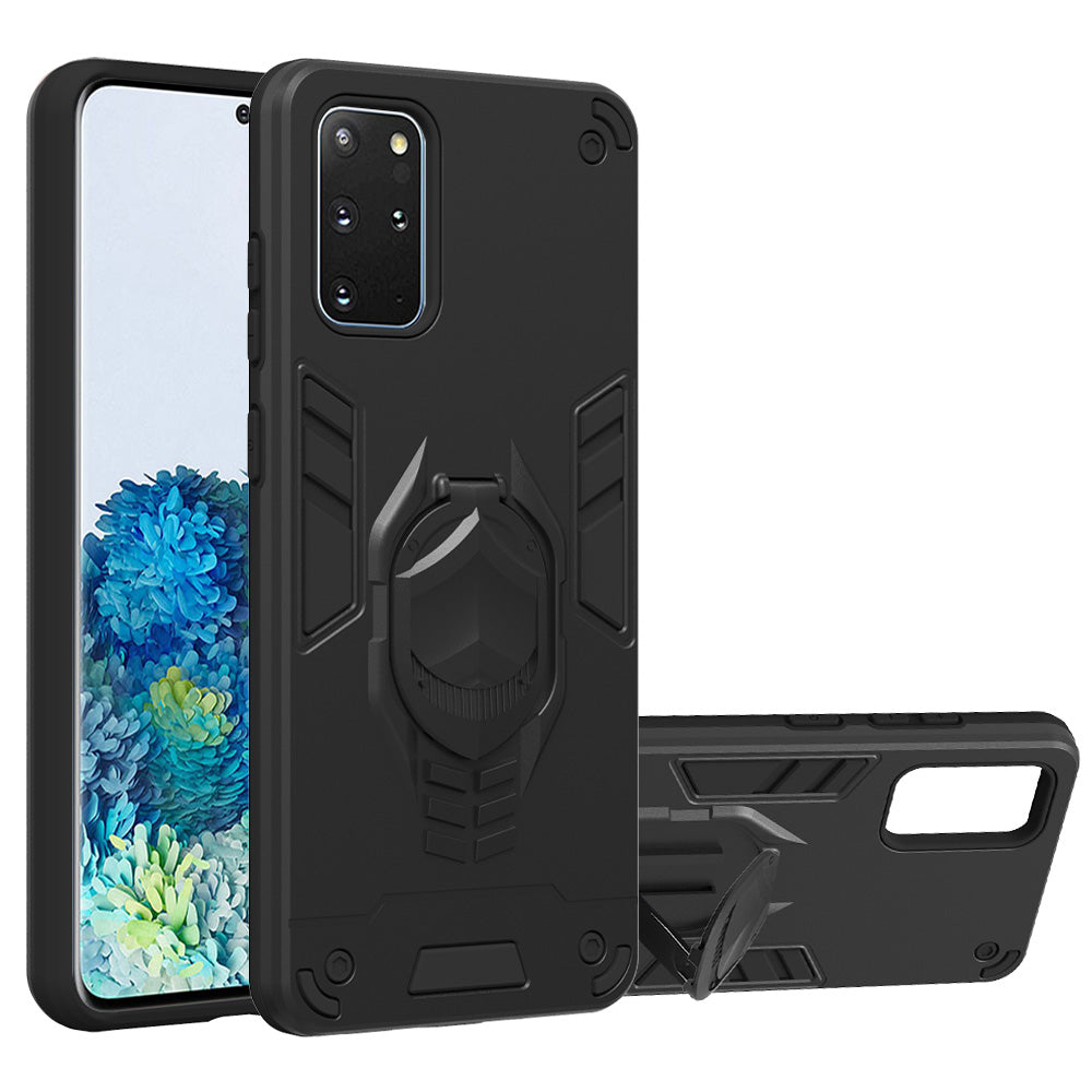 Armor Guard Detachable 2-in-1 Kickstand TPU+PC Hybrid Phone Cover for Samsung Galaxy S20 Plus / S20 Plus 5G - Black