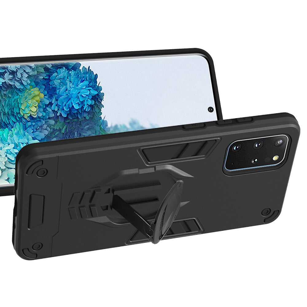 Armor Guard Detachable 2-in-1 Kickstand TPU+PC Hybrid Phone Cover for Samsung Galaxy S20 Plus / S20 Plus 5G - Black