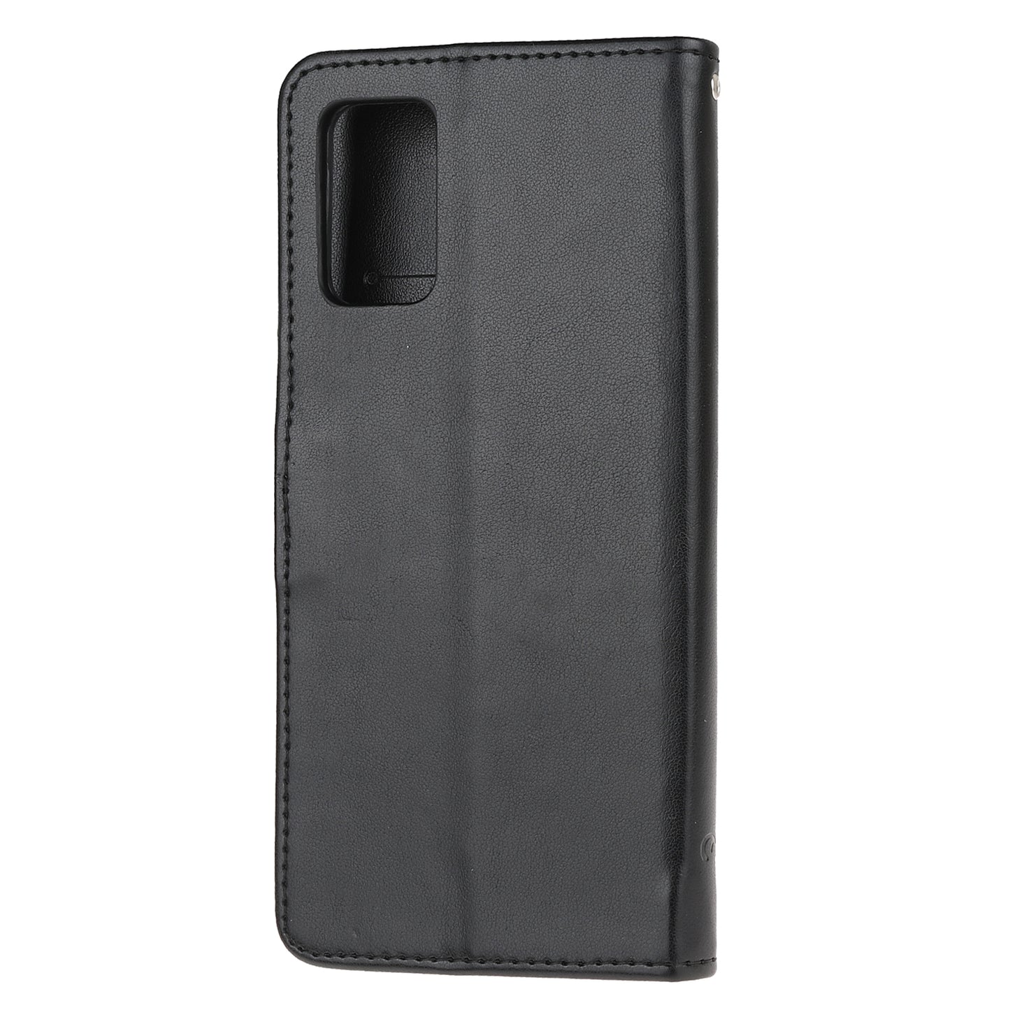 Imprint Butterfly Flowers Leather Shell Wallet Phone Case for Samsung Galaxy S20 Lite/S20 Fan Edition - Black