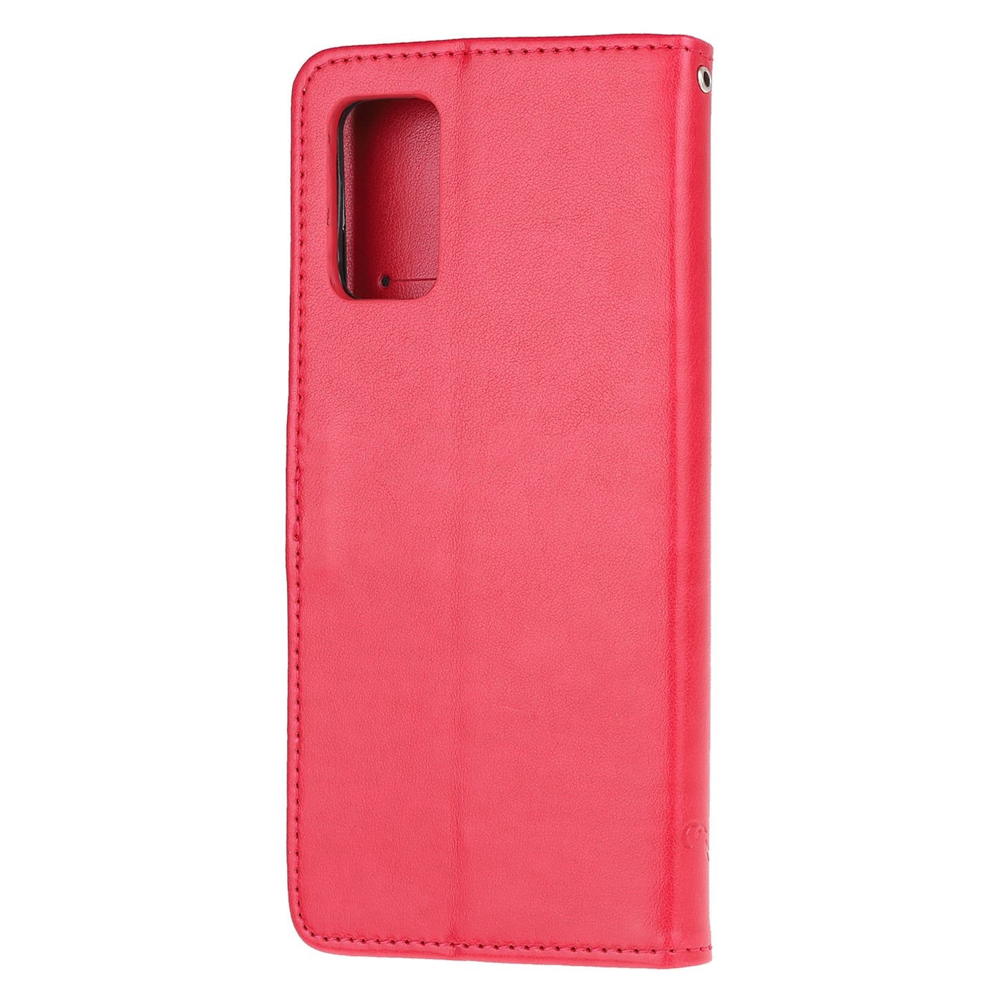 Imprint Butterfly Flowers Leather Shell Wallet Phone Case for Samsung Galaxy S20 Lite/S20 Fan Edition - Red