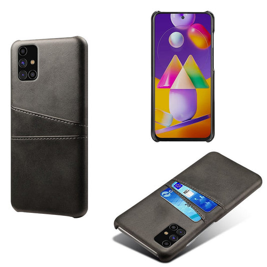 KSQ PU Leather Coated PC Cover with Double Card Slots for Samsung Galaxy M31s - Black