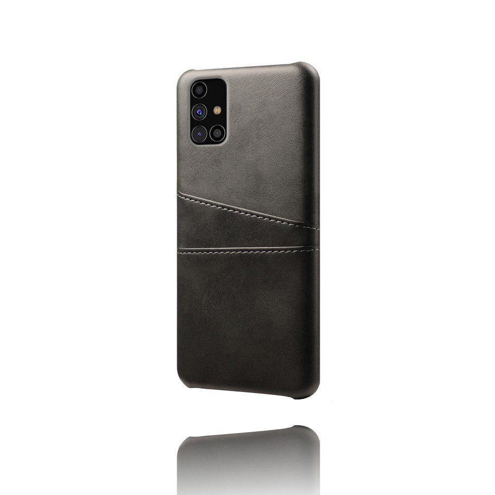 KSQ PU Leather Coated PC Cover with Double Card Slots for Samsung Galaxy M31s - Black