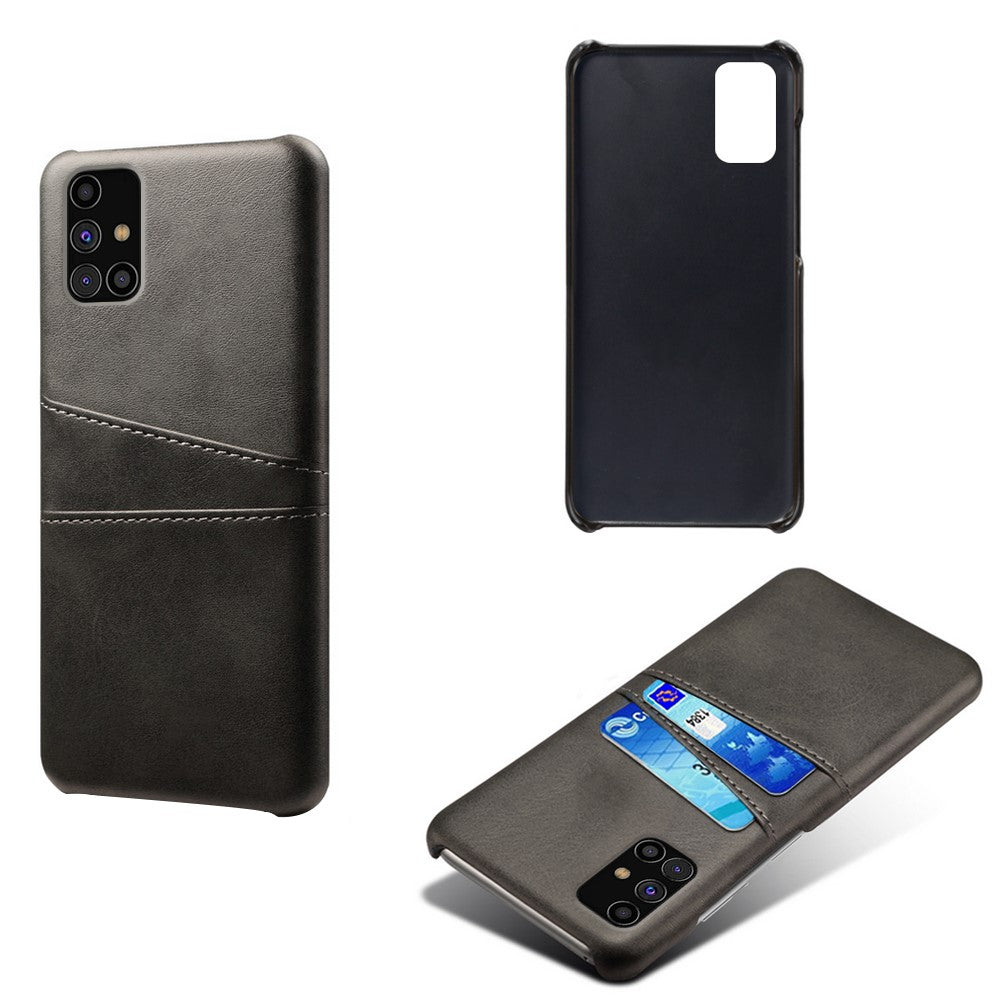 KSQ PU Leather Coated PC Cover with Double Card Slots for Samsung Galaxy M31s - Black