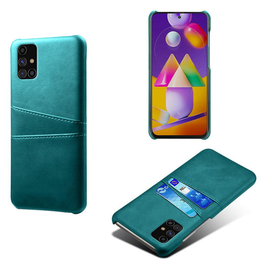 KSQ PU Leather Coated PC Cover with Double Card Slots for Samsung Galaxy M31s - Green