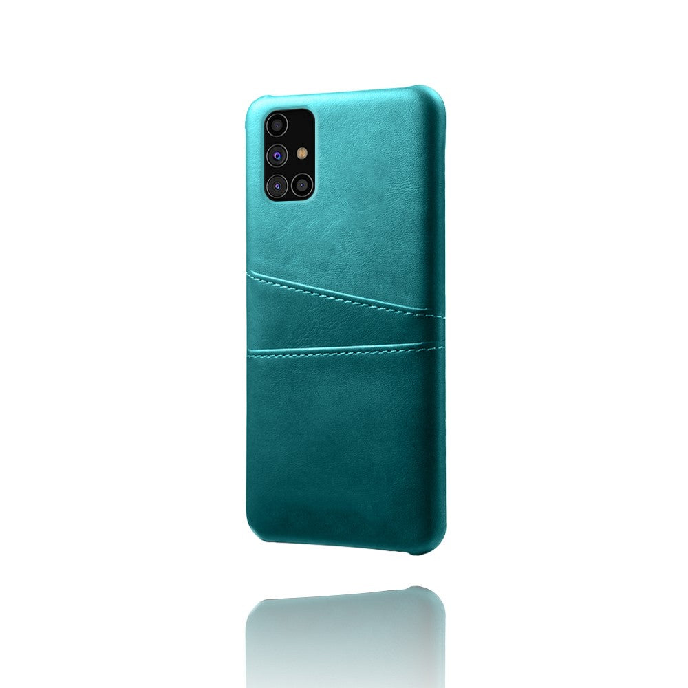 KSQ PU Leather Coated PC Cover with Double Card Slots for Samsung Galaxy M31s - Green