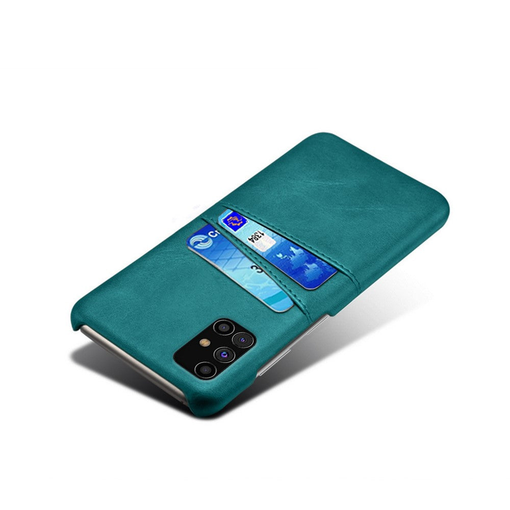KSQ PU Leather Coated PC Cover with Double Card Slots for Samsung Galaxy M31s - Green