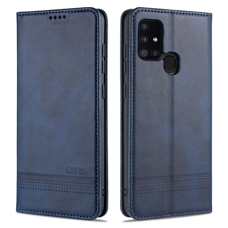 AZNS Auto-absorbed Leather Wallet Cover for Samsung Galaxy A21s - Blue