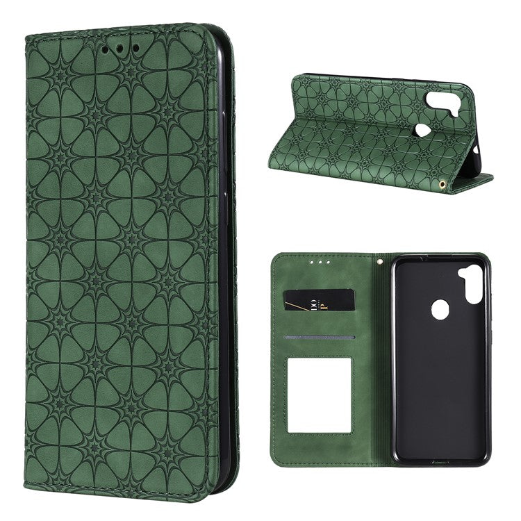 Imprint Flower Surface Auto-absorbed Cover for Samsung Galaxy A11(EU Version) (US Version)/M11 - Green
