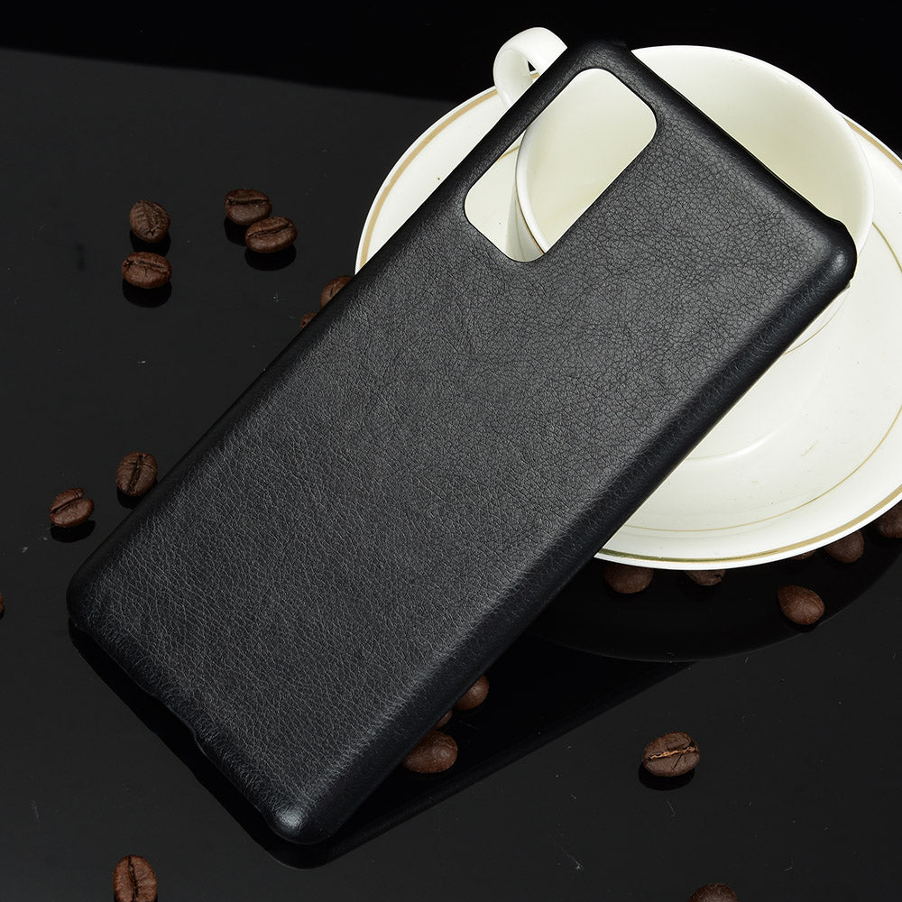 Litchi Skin Leather Coated Hard PC Case for Samsung Galaxy S20 FE 4G/5G/S20 Lite/S20 FE 2022 - Black