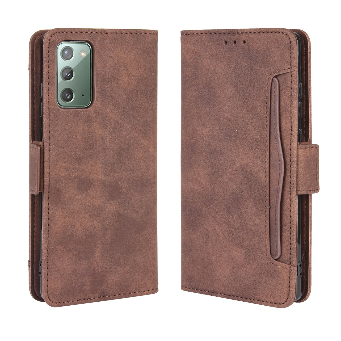 Protector Wallet Leather Stand Case for Samsung Galaxy S20 FE 4G/5G/S20 Lite/S20 FE 2022 Anti-Scratch Surface Leather Shell - Brown