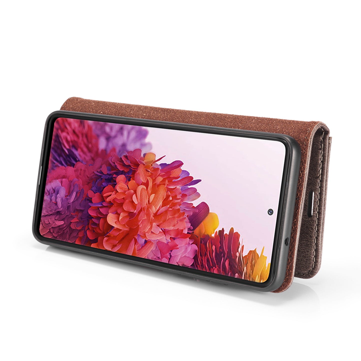 DG.MING Detachable 2-in-1 Split Leather Wallet Shell + PC Back Case for Samsung Galaxy S20 FE 4G / 5G / S20 Lite / S20 FE 2022 - Grey