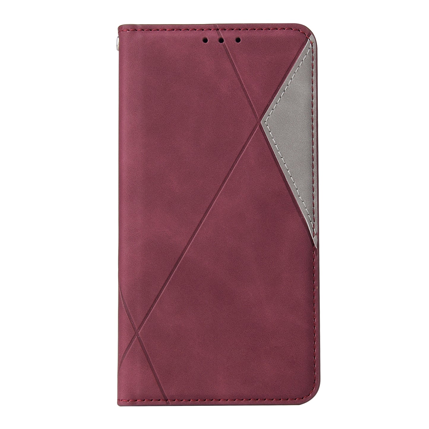 Silky Touch Rhombus Pattern Splicing Leather Stand Case for Samsung Galaxy S20 4G/S20 5G - Wine Red