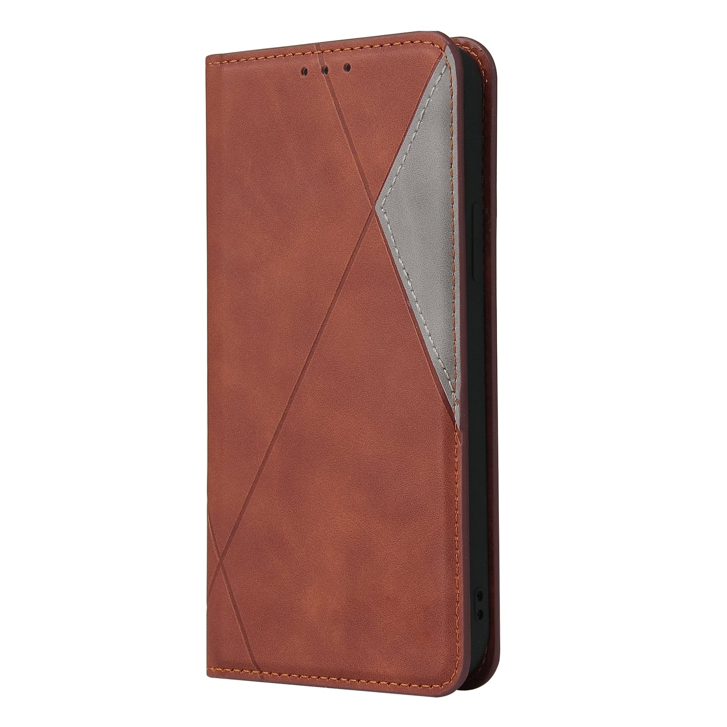 Silky Touch Rhombus Pattern Splicing Leather Stand Case for Samsung Galaxy S20 4G/S20 5G - Brown