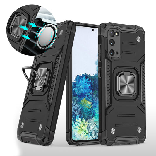 Detachable 2-in-1 Armor Style Kickstand TPU + PC Shell with Metal Sheet for Samsung Galaxy S20 4G/S20 5G - Black