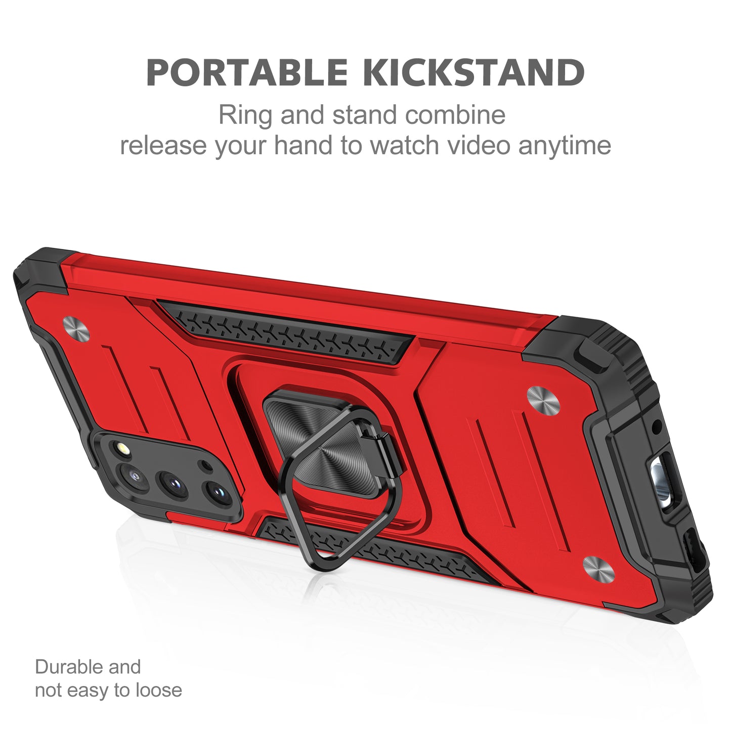 Detachable 2-in-1 Armor Style Kickstand TPU + PC Shell with Metal Sheet for Samsung Galaxy S20 4G/S20 5G - Red