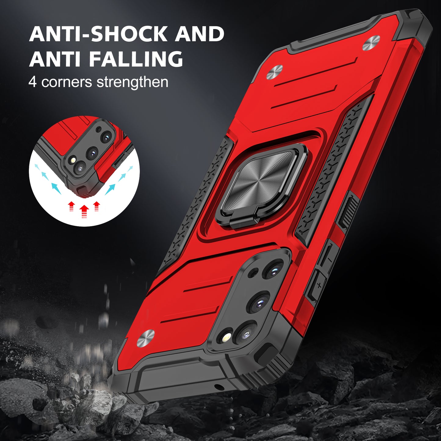 Detachable 2-in-1 Armor Style Kickstand TPU + PC Shell with Metal Sheet for Samsung Galaxy S20 4G/S20 5G - Red
