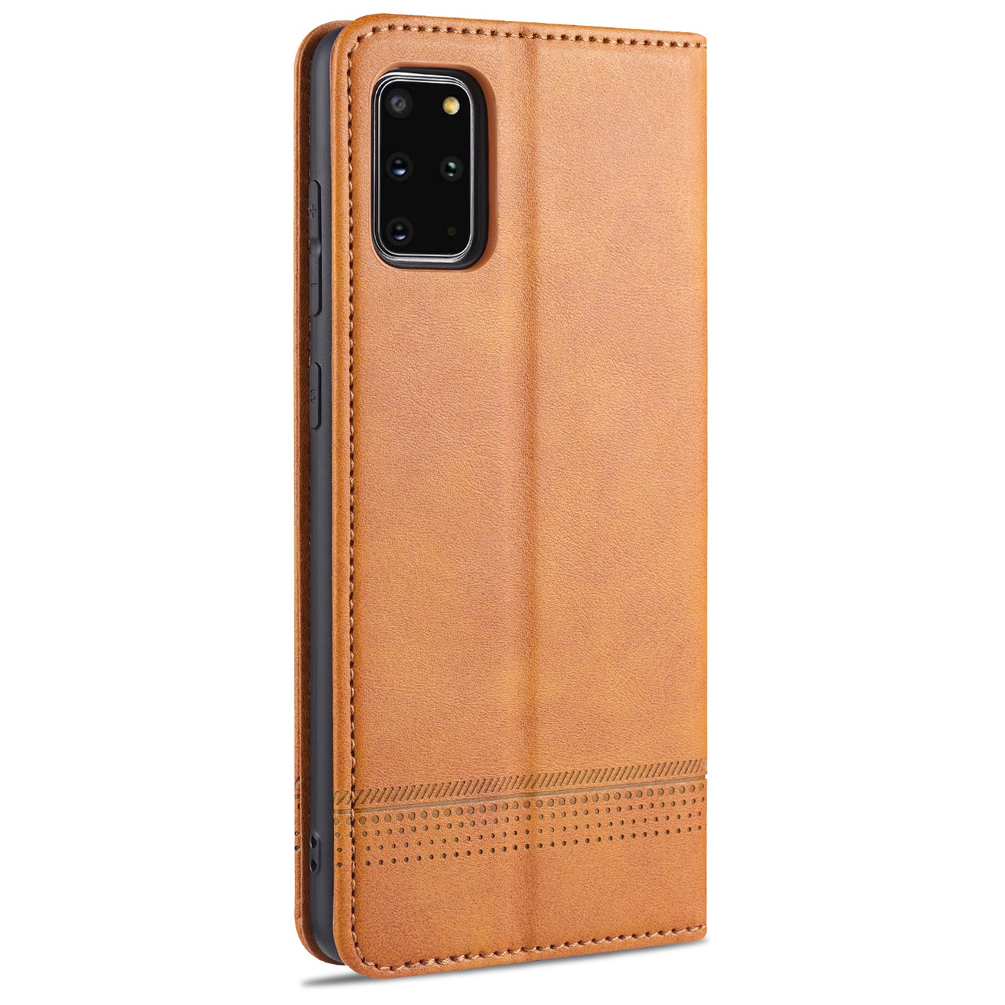 AZNS Magnetic Absorbed Leather Protector Wallet Cover Case for Samsung Galaxy S20 Ultra - Brown