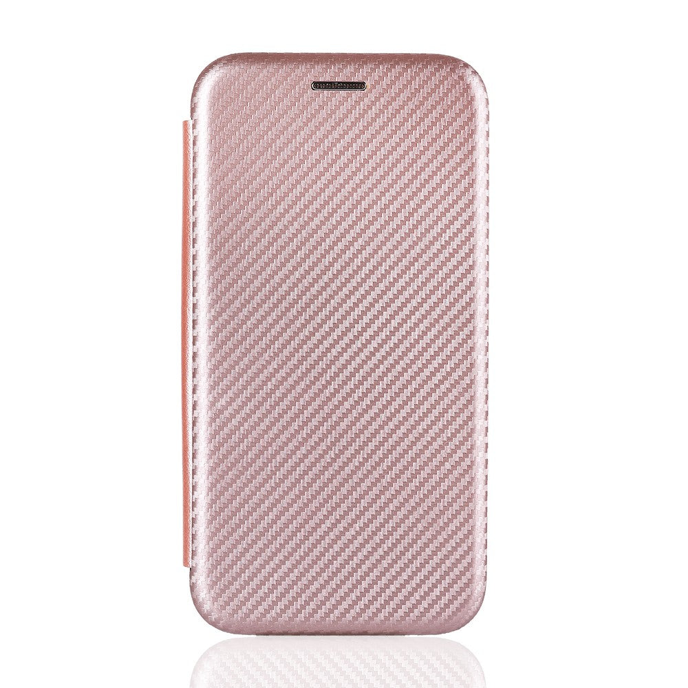 Carbon Fiber Skin Auto-absorbed Leather Cover for Samsung Galaxy M51 - Rose Gold