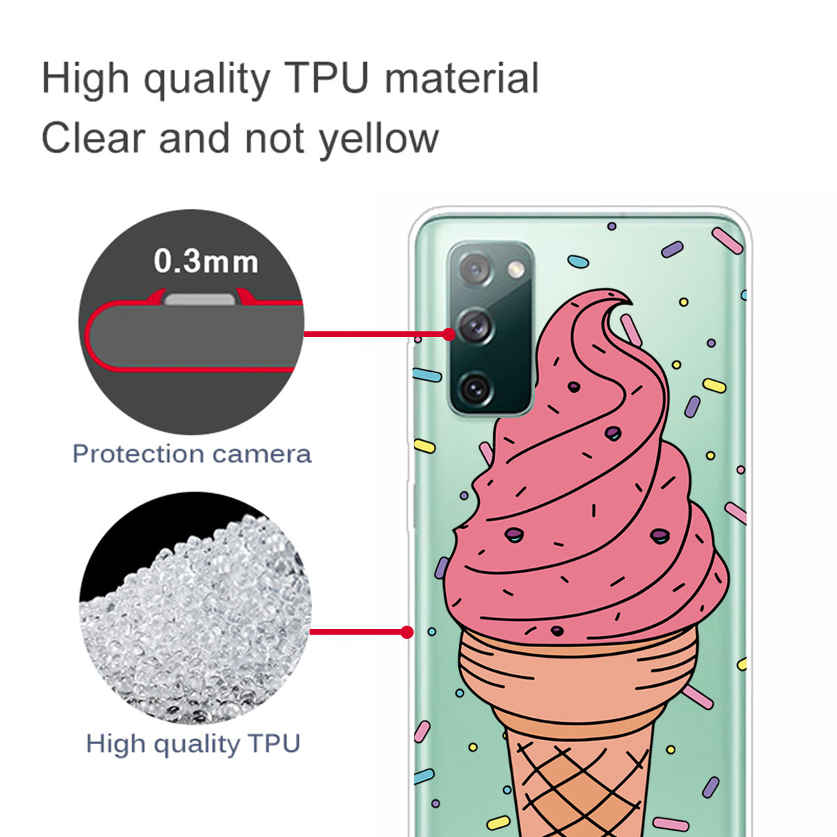 Printing Skin IMD TPU Cover for Samsung Galaxy S20 FE 4G/5G/S20 Lite/S20 FE 2022 - Ice Cream