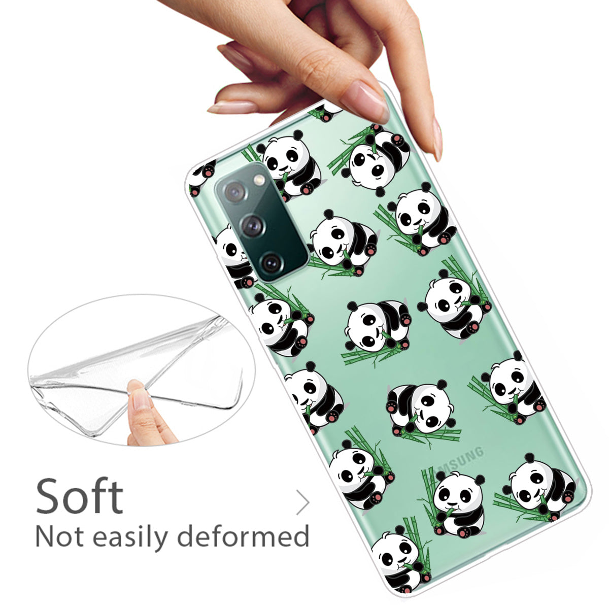 Printing Skin IMD TPU Cover for Samsung Galaxy S20 FE 4G/5G/S20 Lite/S20 FE 2022 - Pandas Eating Bamboos