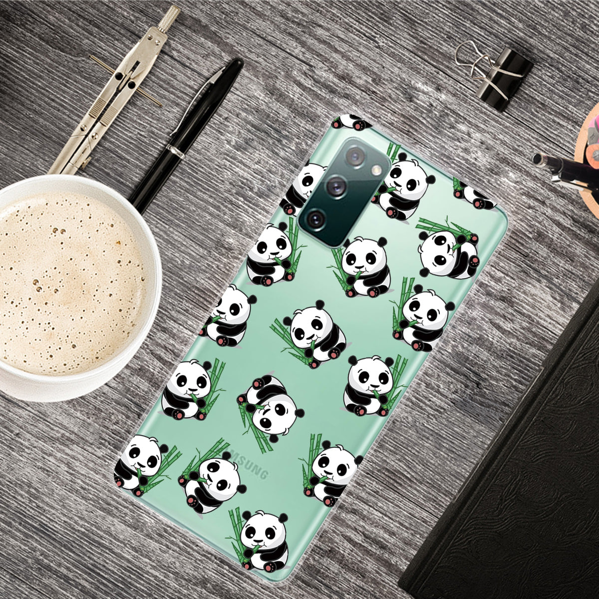 Printing Skin IMD TPU Cover for Samsung Galaxy S20 FE 4G/5G/S20 Lite/S20 FE 2022 - Pandas Eating Bamboos