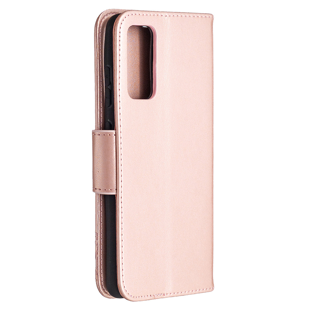 Imprint Butterflies with Wallet Leather Cover for Samsung Galaxy S20 FE 4G/FE 5G/S20 Lite/S20 FE 2022 - Rose Gold