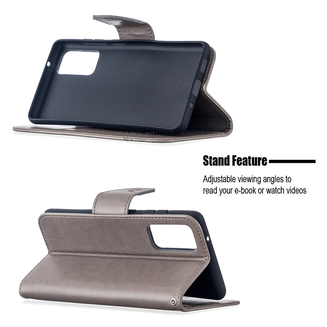 Imprint Butterflies with Wallet Leather Cover for Samsung Galaxy S20 FE 4G/FE 5G/S20 Lite/S20 FE 2022 - Grey