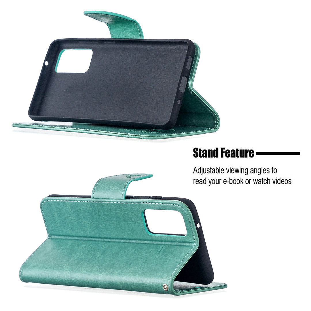 Imprint Butterflies with Wallet Leather Cover for Samsung Galaxy S20 FE 4G/FE 5G/S20 Lite/S20 FE 2022 - Green