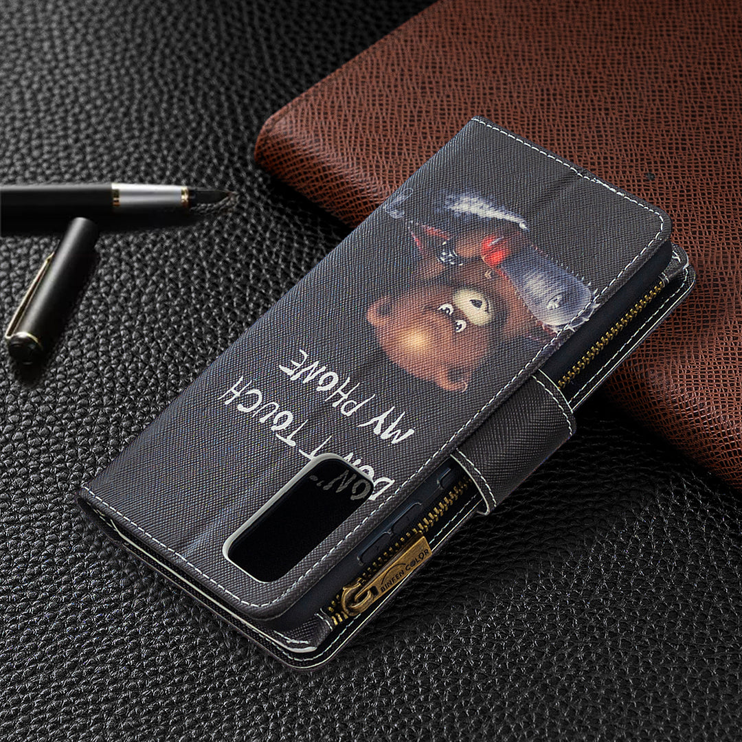 Pattern Printing Case Wallet Stand Leather Cover Protector for Samsung Galaxy S20 FE 4G/FE 5G/S20 Lite/S20 FE 2022 - Bear