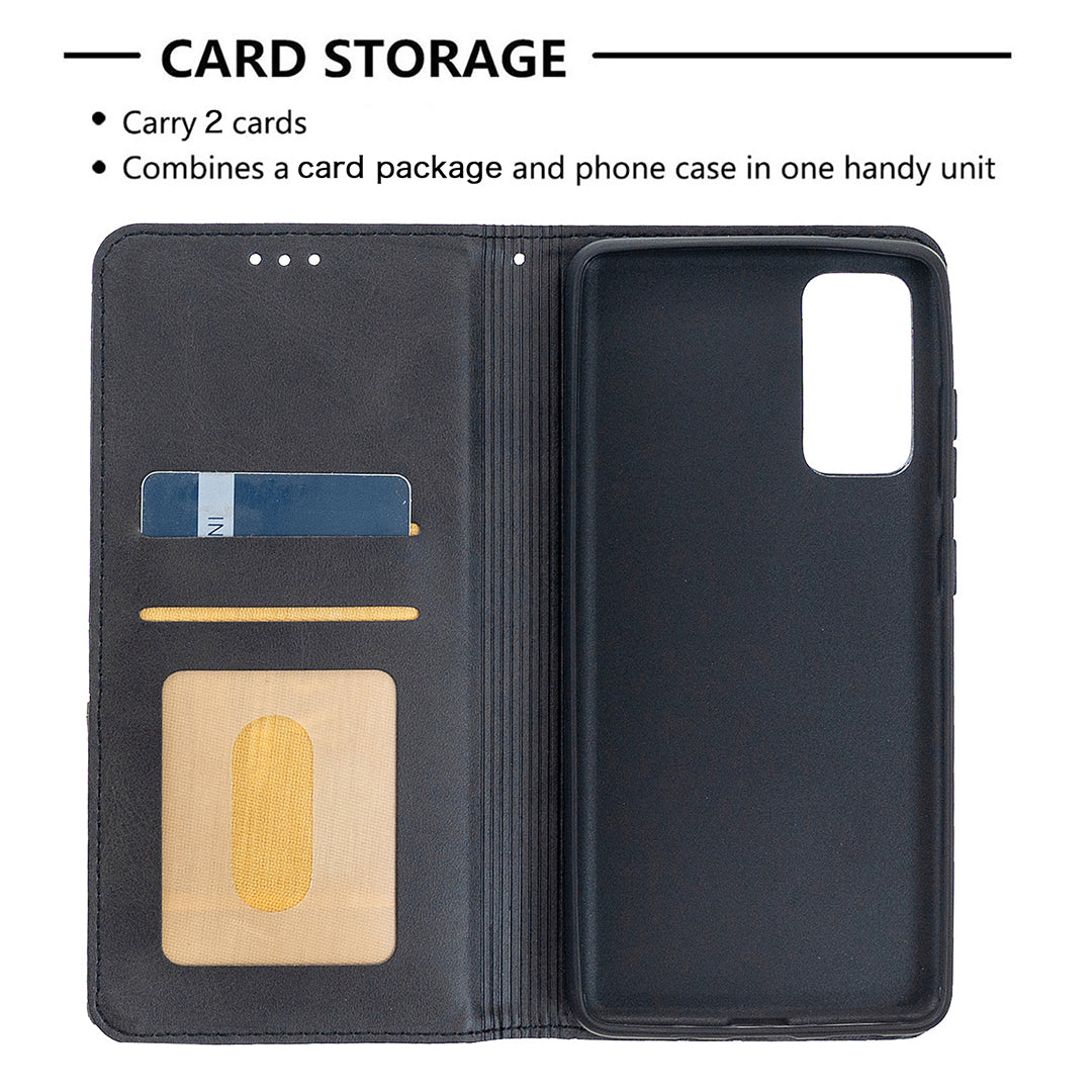 Geometric Pattern Leather Stand Case with Card Slots for Samsung Galaxy S20 FE 4G / FE 5G / S20 Lite / S20 FE 2022 - Black